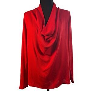 Eileen Fisher 100% Merino Wool Light Weight Cowl Neck Sweater Red Classic Med
